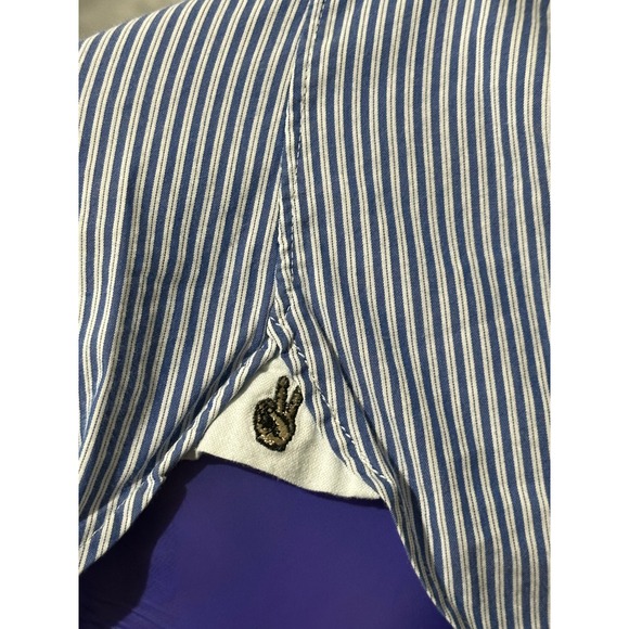 John Varvatos USA Slim Fit Blue White Stripe Button Down Shirt Mens 16.5 / 32-33 - Picture 8 of 12